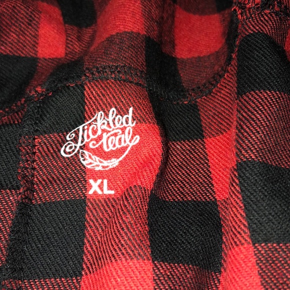 Tickled Teal Open Front Buffalo Check Flannel - Picture 2 of 5